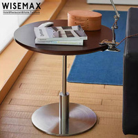 WISEMAX FURNITURE Meubles de style nordique pour la maison, table d'appoint créative pour canapé, table basse ronde en métal et bois pour salon, appartement