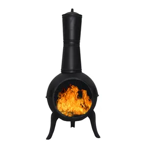 TOP QUALITÄT Kingjoy Gusseisen und Aluminium Chiminea Garten/Outdoor Couch tisch Inklusive Schwarz/Silber Chimenea, Chimeneas