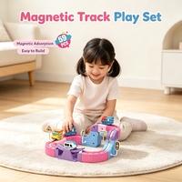 Ensemble de train magnétique éducatif STEM pour enfants, 59 pièces, blocs de construction magnétiques, jouet de train avec circuit pour filles, cadeau de Noël, vente en gros