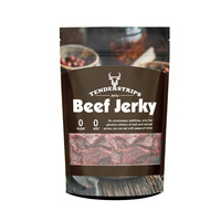 Grosir Food Grade kustom dicetak ritsleting datar plastik Ziplock kering daging Biltong kemasan makanan tas sapi dendeng kemasan