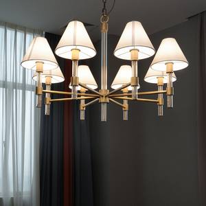 Lámpara Colgante LED de Techo con 8 Bombillas, Estilo Nórdico Simple, de Tela y Latón, para Decoración de Sala de Estar, Dormitorio y Hogar - Product Image 1