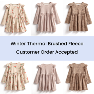 เดรสเด็กผู้หญิง DC เสื้อผ้าเด็กฤดูหนาว ขนสัตว์แปรงอุ่น แขนยาว ปักลายรัฟเฟิล ทรงเอ 2-7 ขวบ สำหรับใช้ประจำวัน - Product Image 4