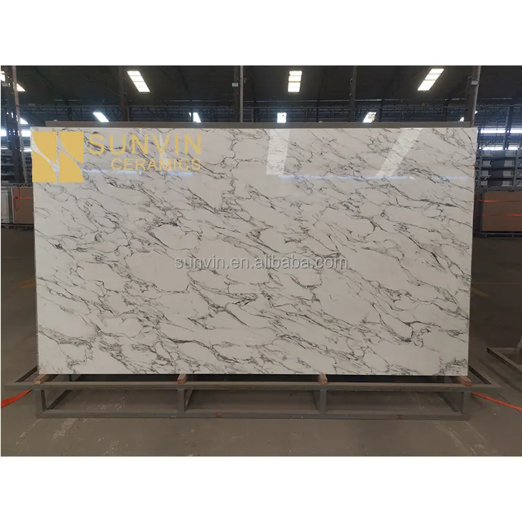 Lastra grande 1200x2400 pietra sinterizzata formato marmo bianco piastrelle pavimento porcellana glassa grande lastra piastrelle per pavimento