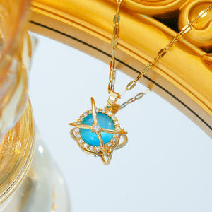 Sogno pianeta nuovo stile bohémien collane in acciaio inox per le donne carino ciondolo astronauta lunare alla moda Chic all'ingrosso - Product Image 4