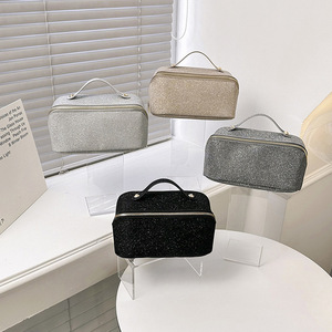 New Shiny Luxury <b>Makeup</b> Bag Zipper Large Capacity Water Resistant Foldable Soft Handle Portable Skincare Storage for Bag - Product Image 2
