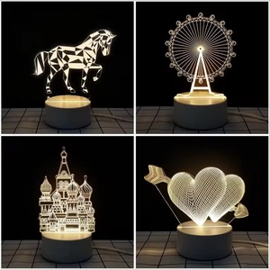 Lampe de chevet LED créative 3D en forme de dessin animé, alimentée par piles, en acrylique, décoration de chambre à coucher, ambiance festive, <span class=keywords><strong>anniversaire</strong></span> - Product Image 4