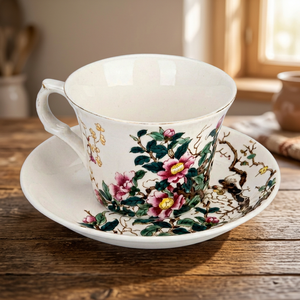 <b>Shin</b> Tai Yuan Ceramic Mug with Camellia Onglaze Decal Screen Printing Water Transfer Printing Durable Washable Tableware - Product Image 2