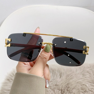 <b>Rimless</b> Rectangle <b>Sunglasses</b> UV400 Unisex Adult Sun Protection Fashionable Design - Product Image 1