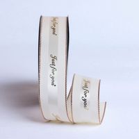 Proveedor chino personalizado oro Foild 3D regalo poliéster satén Grosgrain tinta Logo en relieve cinta personalizada