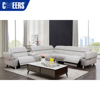 MANWAH CHEERS-Sofá eléctrico reclinable de cuero genuino con salida de CA y luz de lectura para sofás de sala de estar