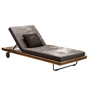 Lettino Prendisole Moderno in Legno per Esterni, Sdraio <span class=keywords><strong>da</strong></span> <span class=keywords><strong>Giardino</strong></span>, Lettino <span class=keywords><strong>da</strong></span> Spiaggia, Sedia a Sdraio per Piscina, Arredo Patio, Chaise Longue Reclinabile per il Tempo Libero - Product Image 6