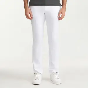 Venta al por mayor MOQ 1 PCS Logotipo personalizado Blanco Color sólido Pantalones en blanco Hombres Marca de alta calidad Tallas grandes Pantalones de golf para hombres