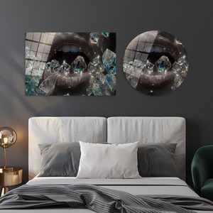 Arte de Pared en Lienzo Diamond Lips: Decoración de Lujo con Impresión Glam, ARTE EN VIDRIO TEMPLADO - Product Image 3