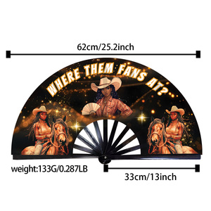 Éventail pliant de danse Kung Fu de style euro-américain, 33 cm, imprimé polyester, pour la danse américaine et espagnole, produit transfrontalier très vendu - Product Image 1