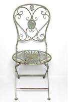 Ensemble table et chaises rondes en fer forgé de style campagnard français vintage, vert foncé vieilli, pour patio et jardin extérieur