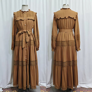Robes de Ramadan pour femmes musulmanes, pantalons hijab, tenues islamiques, kaftan, robe arabe, abaya, broderie ajourée, élégante, dentelle, patchwork, chemisier, ensemble maxi - Product Image 2