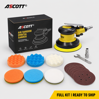 Ponceuse orbitale pneumatique professionnelle ASCOTT 5 pouces 10500 tr/min, polisseuse à air double action pour finition de carrosserie automobile et métaux, fixation auto-agrippante