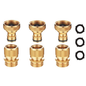 Brass Garden Hose <b>Quick</b> <b>Connectors</b> 3/4 Inch Male Female Fittings For Irrigation With O-Rings - Product Image 2