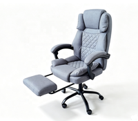 Chaise de bureau pivotante rembourrée en tissu, ergonomique et inclinable de qualité supérieure avec repose-pieds