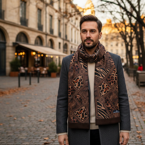 Brown Wool and Jacquard Men Scarf Wholesale Scarves Shawls - Product Image 3