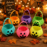 Panier à bonbons en tissu non tissé pour enfants, sac à bonbons portable, motif citrouille, fantôme, chauve-souris, panier cadeau en feutre pour l'intérieur
