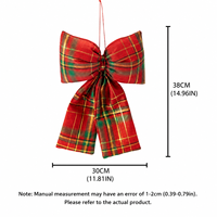 Noeuds de Noël en tissu écossais rouge et vert scintillant de haute qualité, style américain, fabriqués à la machine, décorations pour arbre de Noël