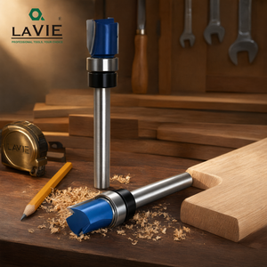 LAVIE Blue Bearing Straight Double-Flute <b>Router</b> Bit Tungsten Carbide <b>Woodworking</b> - Product Image 3