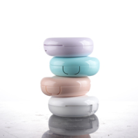 Boîte à poudre compacte individuelle avec miroir, portable, pliable, de petite taille, de haute qualité, de couleur bonbon, avec coussin d'air rond, pour emballage cosmétique
