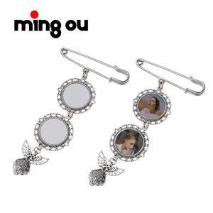 Süblimasyon Metal broş melek kanatları anıt fotoğraf Charm - Product Image 1