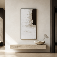 Nouveau Moderne Peint À La Main sur Toile 3D Vertical Abstrait Mer Peigné Texture Épaisse Mixte Médias Relief Mur Art Décoration de La Maison
