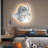 Lumière LED décorative en forme d'éléphant pour chambre d'enfant, plaque en cristal de carbone, peintures murales créatives, motifs de dessins animés, art mural pour chambre à coucher
