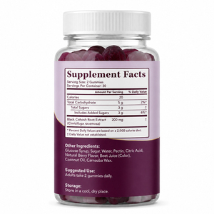 New Style Private Label Black Cohosh Root Extract Natural Herbal Immune Support 500mg Gummies 60 Count 2 Per Serving Adults GMP - Product Image 6