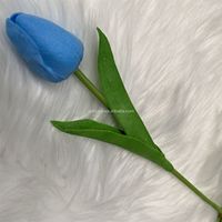 Grosir Langsung Kualitas Baik Dekorasi Tulip Karet Lembut Tunggal Bunga Buatan Luar Ruangan