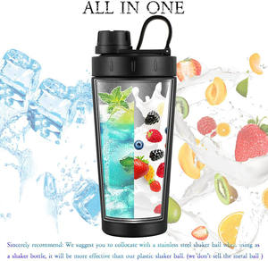 Coctelera de proteínas de acero inoxidable de 2 capas, mezclador de proteínas de metal de 600ML con bola mixta, botella agitadora de fitness para hombres y mujeres (negro) - Product Image 2