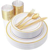 600 Pièces Assiettes en Plastique de Fête Chaudes, Vaisselle Jetable Épaisse Élégante et Fantaisie pour Mariage, Hôtel, Restaurant