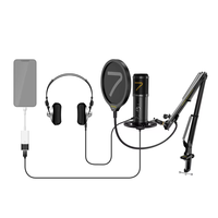 Microphone de bureau portable léger à condensateur cardioïde filaire USB-C 48 kHz 24 bits avec suppression du bruit 7RYMS SR-AU01-K1