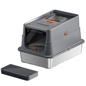 Fully Enclosed Stainless Steel <b>Cat</b> Litter <b>Box</b> Large Anti-Scatter Odor-Proof with Carry Handle Scoop Lid 20L Capacity Easy Clean - Product Image 1