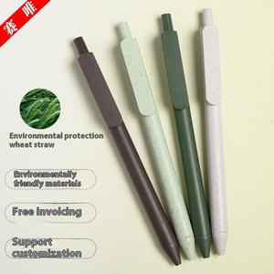 Özel Logo buğday samanı tükenmez kalemler çevre dostu spor promosyon siyah baskı imza jel reklam gravür - Product Image 3