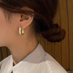 Orecchini a cerchio geometrici quadrati da donna, design minimalista elegante alla francese, orecchini versatili per feste. - Product Image 3
