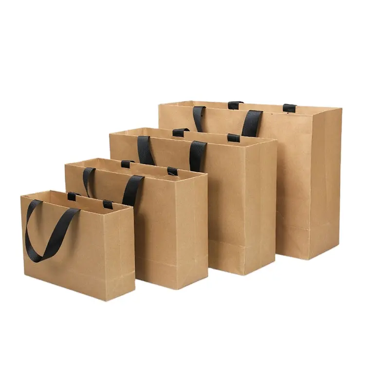 Großhandel anpassen Drucken Brown Craft Kraft papier Geschenk Lebensmittel zum Mitnehmen Einkaufstasche