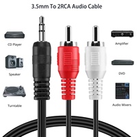 Convertisseur audio vidéo 10M 15M 3.5mm mâle vers 2RCA mâle câble AV avec gaine en PVC pour l'utilisation du microphone