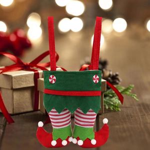 Sacs à bonbons de Noël du Père Noël, chaussettes de Noël, sacs cadeaux de Noël du Père Noël, sacs cadeaux de bonbons rouges et verts, chaussettes de Noël pour fêtes - Product Image 4