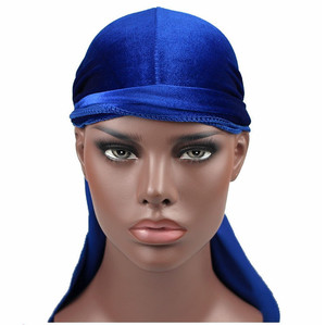 <span class=keywords><strong>Durag</strong></span> coloré unisexe, en velours, de haute qualité, blanc, <span class=keywords><strong>bleu</strong></span>, violet, rouge, longue queue, vente départ-usine - Product Image 2