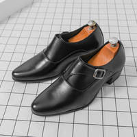 Chaussures en cuir à talons hauts de 5 cm pour hommes, style britannique, cuir ZHEN, bout pointu, tendance coiffeur, chaussures formelles pour hommes
