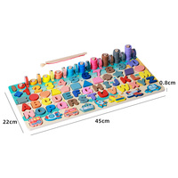 Jeu éducatif Montessori 7 en 1 en bois : planche logarithmique de correspondance, jeu de pêche, comptage et cognition pour tout-petits et enfants