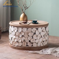 Table basse extensible en bois massif et fer forgé de style européen moderne, petite table d'appoint convertible durable en forme de pétale, salon créatif