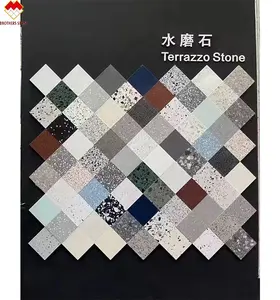 Dalles de sol en terrazzo et marbre translucides personnalisées, dalles de ciment en béton coloré, terrazzo poli - Product Image 3