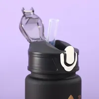 Botellas Térmicas Negras de Plástico GC de 3 Piezas, 2000 ml, Ecológicas, de Gran Capacidad, con Diseño Motivacional