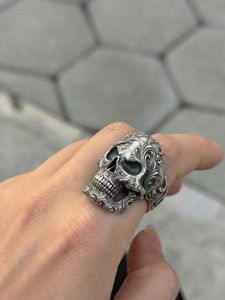 Anillos ZHENXUN Vintage Personalizados con Cabeza de Calavera, Estilo Punk, Mundo Desértico, Acabado Envejecido, Micrograbado Industrial, Arte Gótico Oscuro - Product Image 3