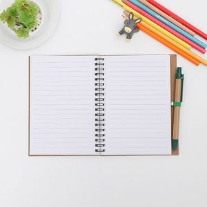 Customized Logo Size Promotion Notebooks Wire Binding Spiral Kraft Paper Cover Recycled Coil Notebook With Ball Pen - Product Image 2